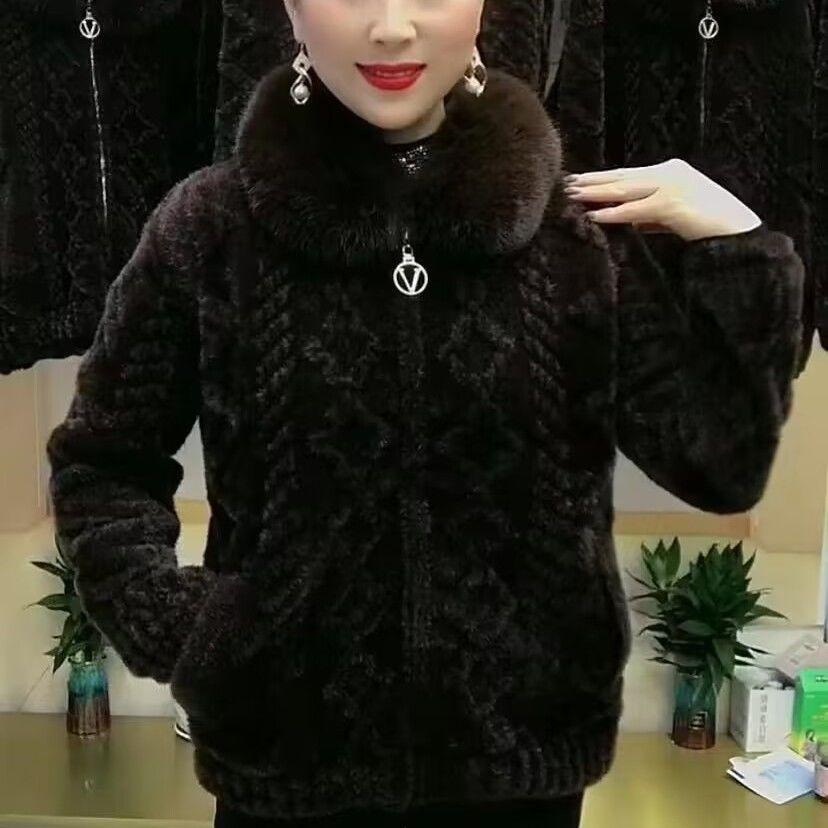 High-end Women Fur Coat Faux Mink Velvet Overcoat New Female Thickened Fur Integrated Warm Coats Femme Short Top Winter