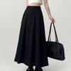 Длинная черная юбка, женская винтажная корейская модная повседневная трапециевидной формы с высокой талией, японская плиссированная юбка-миди для школьн...