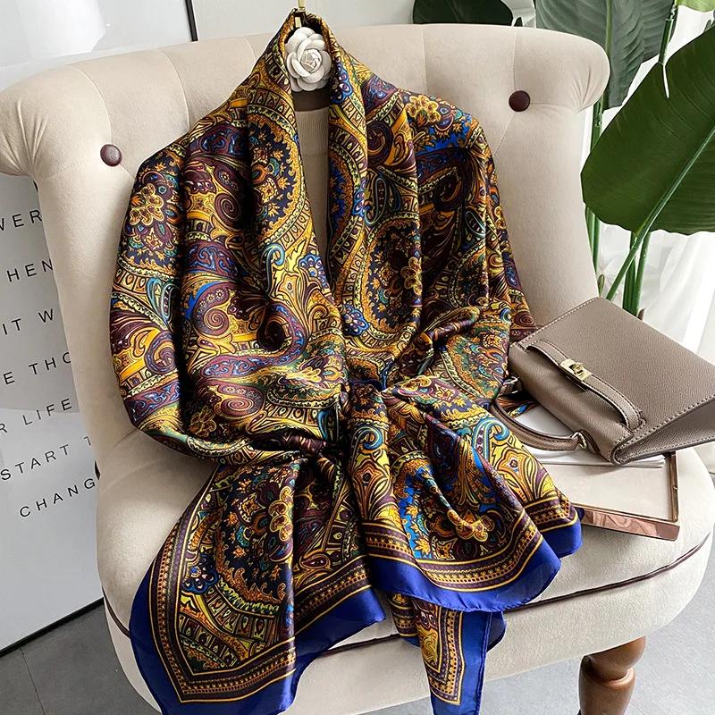 180*90cm Luxury Brand Ladies Spring Summer Long Silk Scarf Shawl Digital Painted Shawl Gogh Oil Painting Lady Foulard Bandanna