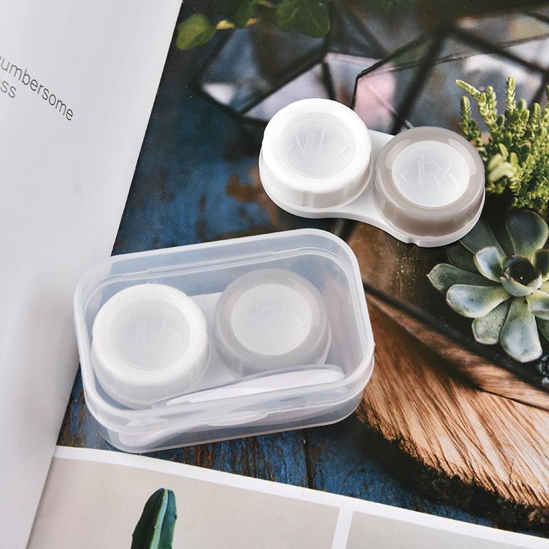 1pcs Candy Color Contact Lens Cases Simple Transparent Portable Eye Contacts Lenses Holder Box Case with Tweezers Wearing Tools