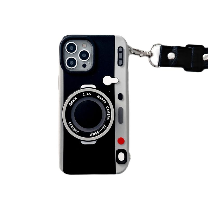 Роскошный чехол для телефона Ins с 3d камерой через плечо и веревкой для Iphone 14 13 12 11 Pro Max, милый силиконовый противоударный мягкий чехол Funda