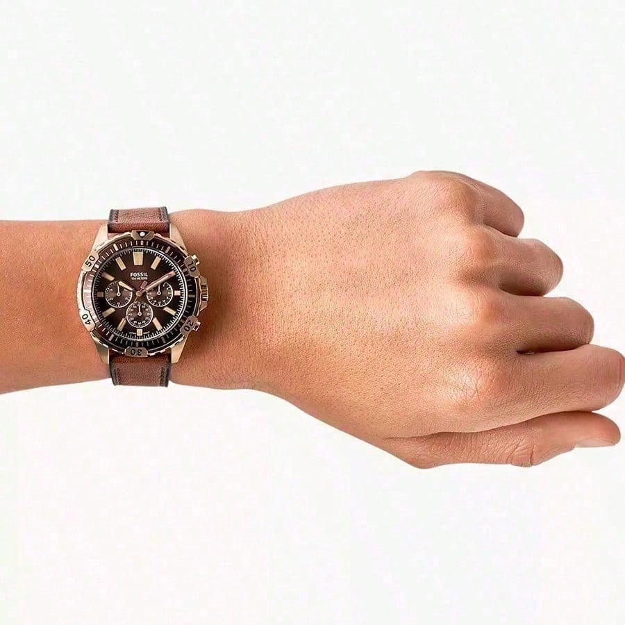 Fossil Мужские часы Garrett Chronograph из экокожи среднего коричневого цвета | FS5867