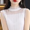 Chic Top Ice Silk Knitted Shirt Spring/Summer Sleeveless Tank Top Half High Collar Lace Bottom Shirt Women's Interior