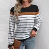 Women Autumn Fashion Long Sleeve O Neck Striped Printed T Shirt Top