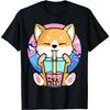 Кавайный корги собака бабл ти боба аниме neko японская детская футболка
