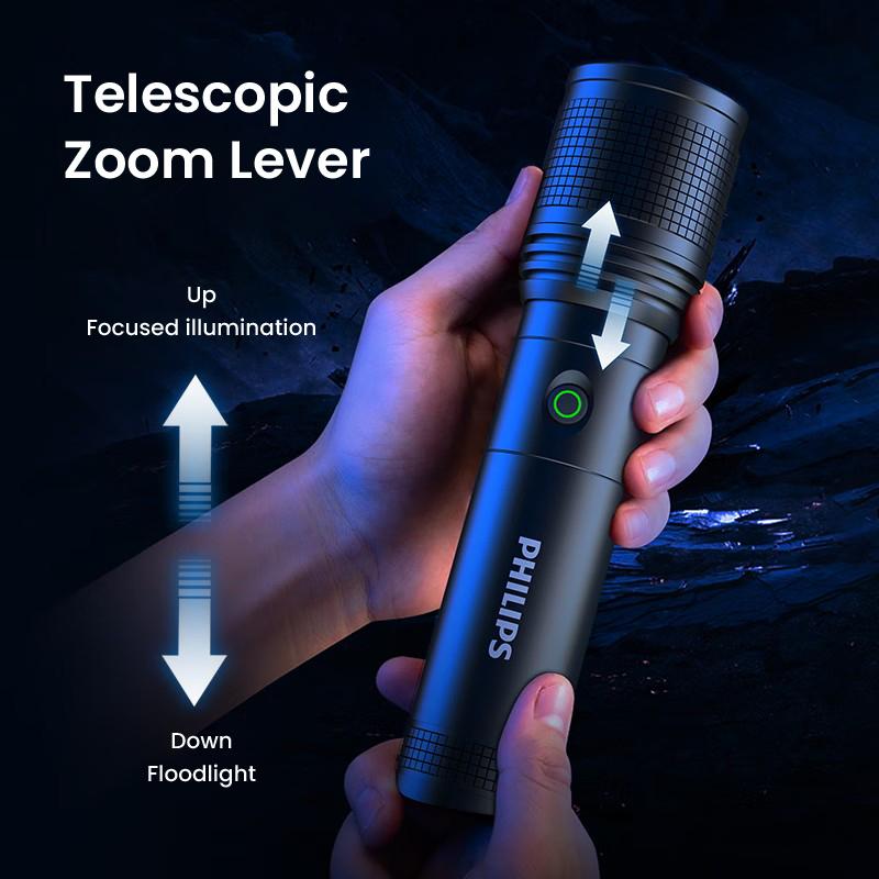 Philips SFL6166/93 LED Flashlight Type-C Rechargeable Zoom Waterproof Outdoor Torch