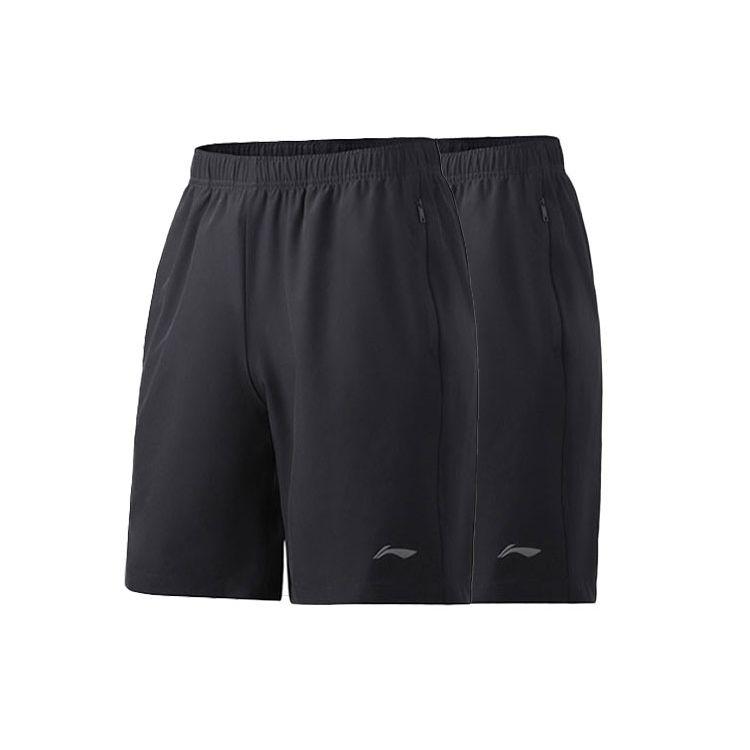 Li Ning Training Series Logo Print Дышащие повседневные шорты для бега Мужские шорты черного цвета AKSR111-1