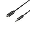 Кабель Buffalo AUX USB Type C на 3,5 мм аудиопреобразование высокого разрешения iPhone 16 совместим с ЦАП прочный нейлон 1 м черный BSMPC3515BK