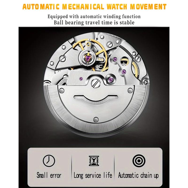 Men's Fully Automatic Mechanical Watches Calendar Stainless Steel Fashion Men's Night Light Waterproof Watch