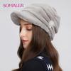 Женские зимние меховые шапки с козырьком из натурального кроличьего меха, теплая фуражка, чепчики для девочек, модные женские шапки в российском стиле