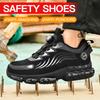 Anti-slip Safety Shoes Men Steel Toe Sneaker Puncture Proof Rotary Button Safety Work Boots Man Sport Work Shoes Anti-smash