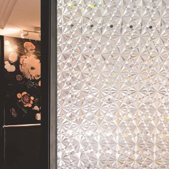 Матовая оконная пленка 3D горный хрусталь Радуга Защита конфиденциальности УФ-защита от солнца Статическое стеклянное покрытие цепляется за домашнюю дверь ванной комнаты Декоративная пленка