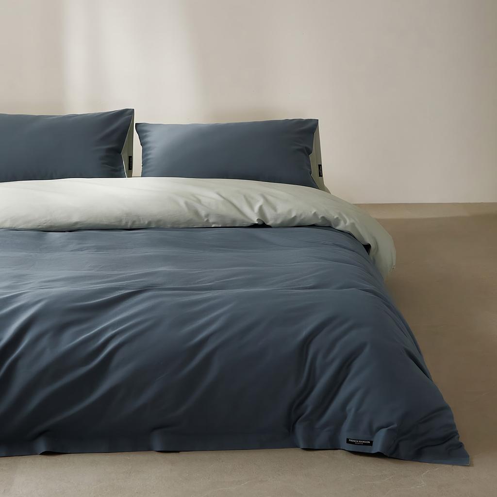 Pure cotton grinding four-piece set, cotton high-count high-density solid color light luxury autumn and winter warm thickened bedding four-piece set