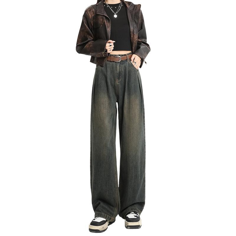 Женские джинсы Four Seasons Wear Wide Leg в стиле ретро, новый стиль, свободные, повседневные, универсальные, прямые брюки