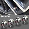 4 Piece Tire Valve Covers, Skull Style Universal Stem Cover, Rust Resistant Copper Core, Corrosion Resistant KTY
