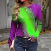 Spring and Autumn Round Neck 3D Colorful Printed Top Fashionable Casual Long Sleeved Women's T-shirts