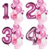 12pcs Birthday Party Pink Number Foil Balloons for Birthday Party Decoration Kids Gift