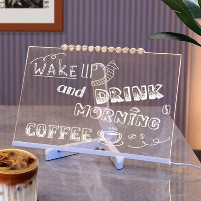 Светодиодная акриловая доска для сообщений с 12 цветными маркерами, легко стирается, штатив с регулируемым углом наклона, USB-шнур питания, красочный светящийся знак