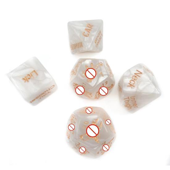 Игровой набор из 5 игральных костей Naughty Dice, светящиеся в темноте акриловые игральные кости Sexy Love для вечеринки в паре с золотыми узорами