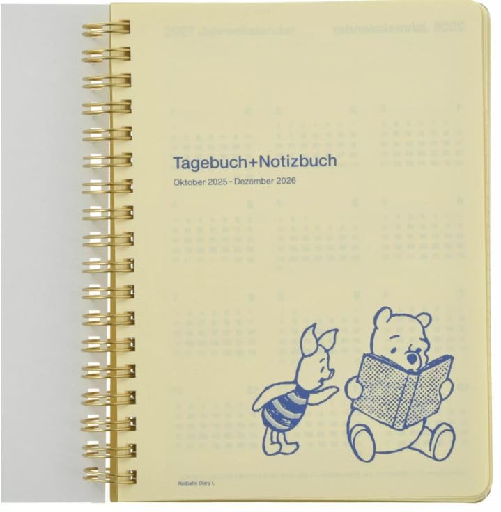 Delfonics Winnie the Pooh, Piglet, and Eeyore Rollbahn Diary L Planner 2026 (Reiwa 8) Monday Start Disney Store