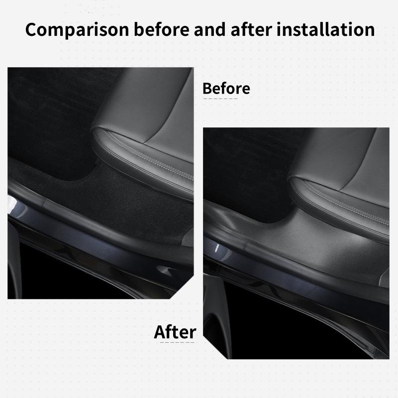 For Tesla Model Y Juniper / Launch 2025 Door Sill Strip Guard TPE Front & Rear Door Threshold Anti-Kick Pad Interior Accessories
