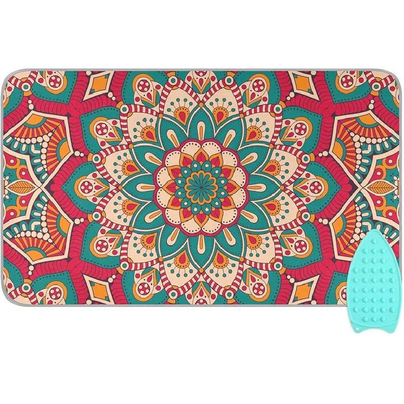 Коврик для глажки для стола Портативное дорожное одеяло для глажки Чехлы для гладильной доски Коврик для прессования Подушки для термопресса 27,6x47,2 дюйма Серые цветы