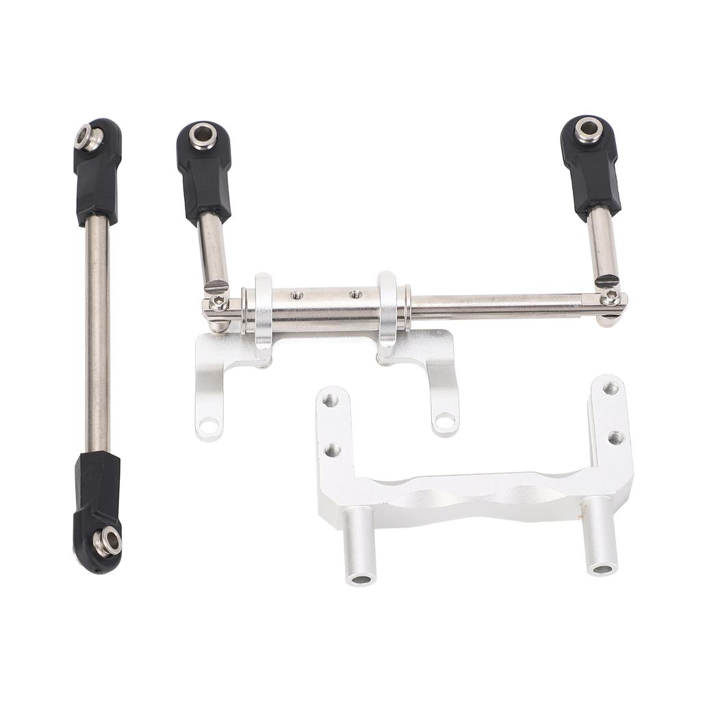 1 10 RC Servo Mount with Hydraulic Steering Link Aluminum Alloy Lightweight Adjustable Damping for SCX10 Models Silver