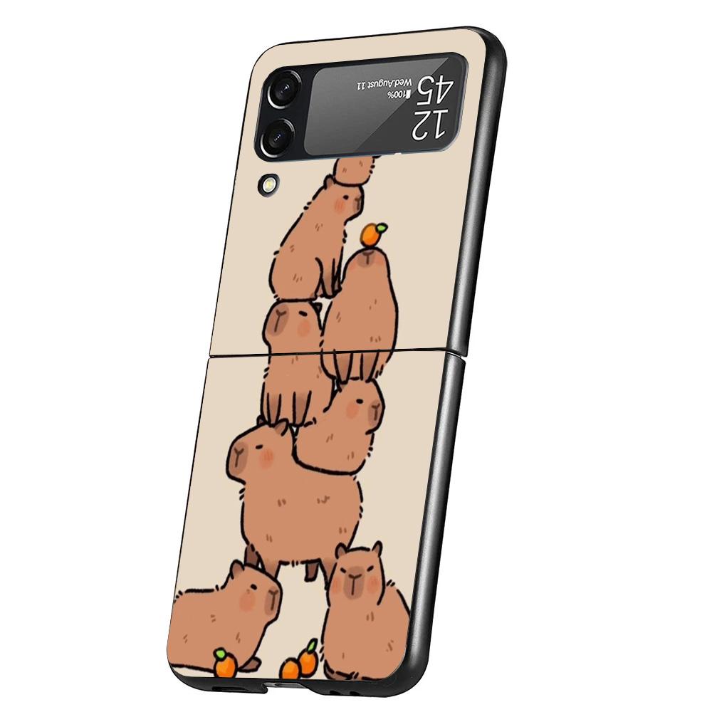 Funny Capybara Cartoon Animal Phone Case For Samsung Galaxy Z Flip 7 6 5 4 3 5G Cover ZFlip7 ZFlip6 ZFlip4 ZFlip5 ZFlip3 Coque F