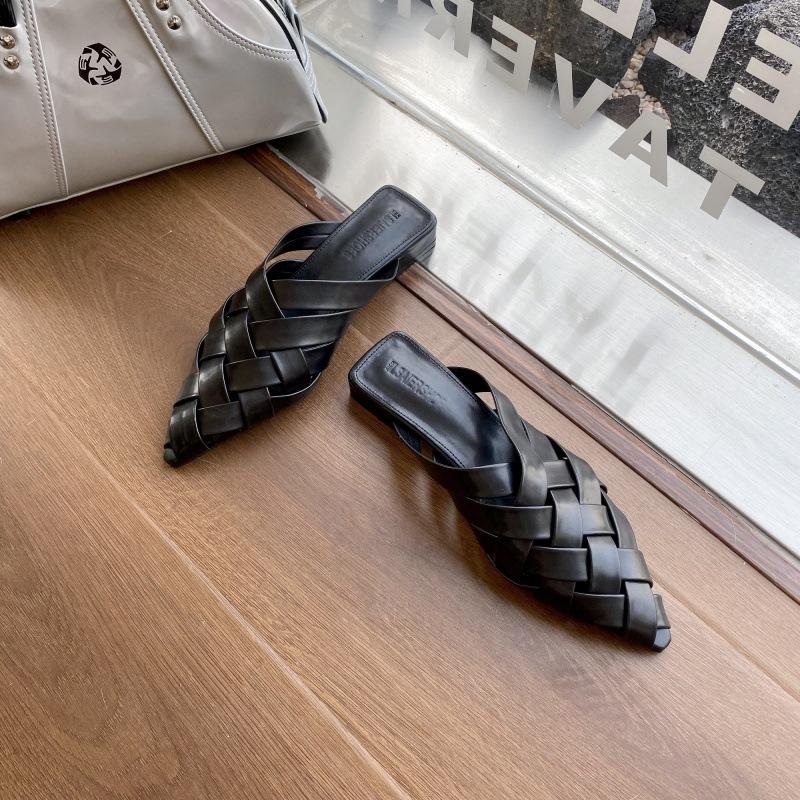 Модные женские тапочки-мюли, летние роскошные плетеные туфли с острым носком, женские туфли на плоской подошве, шлепанцы, женские тапочки, сандалии