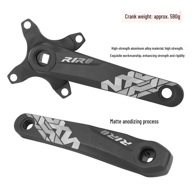 RIRO Mountain Bike Crankset, Square Hole, 10/11-Speed, 104BCD, Positive/Negative Tooth, Single/Double Disc