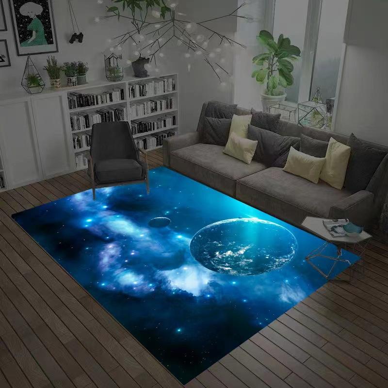 3D-ковёр из мягкой фланели с изображением планет и Вселенной, большой площади, для детской игровой комнаты, гостиной, спальни. Декоративный напольный коврик.