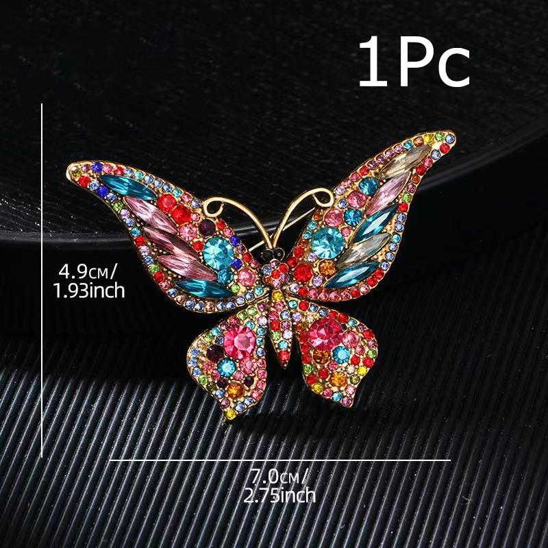 Ретро Подарки Брошь-цветок на грудь в виде бабочки Светская жизнь Инкрустированные бриллиантами Красочные тканевые аксессуары Модная элегантность 1 шт.