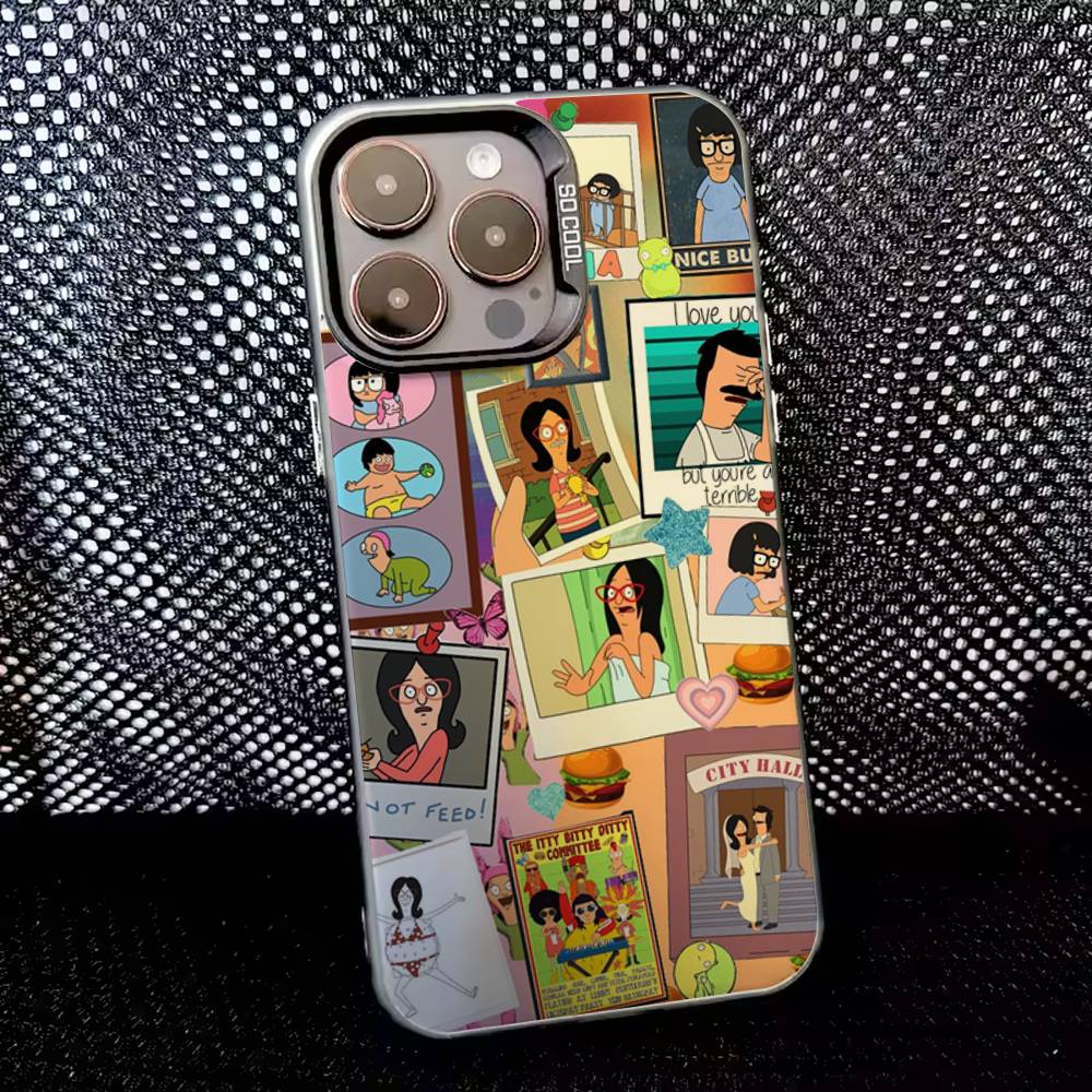 Мультяшный чехол для телефона B-Bobs Burgers для iPhone 16,15,14,13,12,11,8,7,Pro,Max,Plus,Mini,XS,SE, противоударный, черный, матовый, жесткий