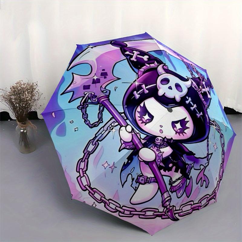 1pc Death Kuromi Automatic Opening and Closing Umbrella, Lightweight 3-Fold, With Cute Cartoon Characters, Suitable for Home, Outdoor and Daily Use, L