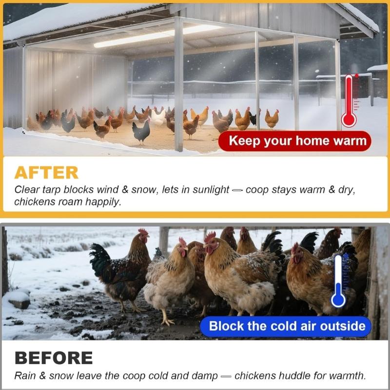Durable PVC Chicken Coops Cover With Rope Reinforced Edges For Outdoor Poultry Shelter And Winter Insulation