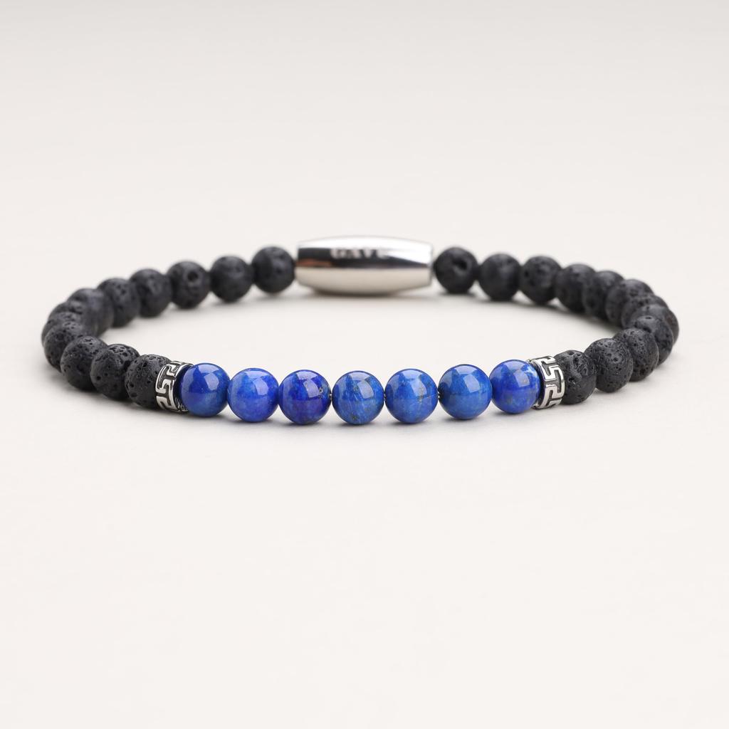 GAVU Men's Lapis Lazuli and Lava Stone Magnetic Power Stone Bracelet