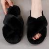 Fashion Women House Slippers Fur Fashion Warm Shoes Woman Slip On Flats Female Slides Cozy Home Furry Slippers