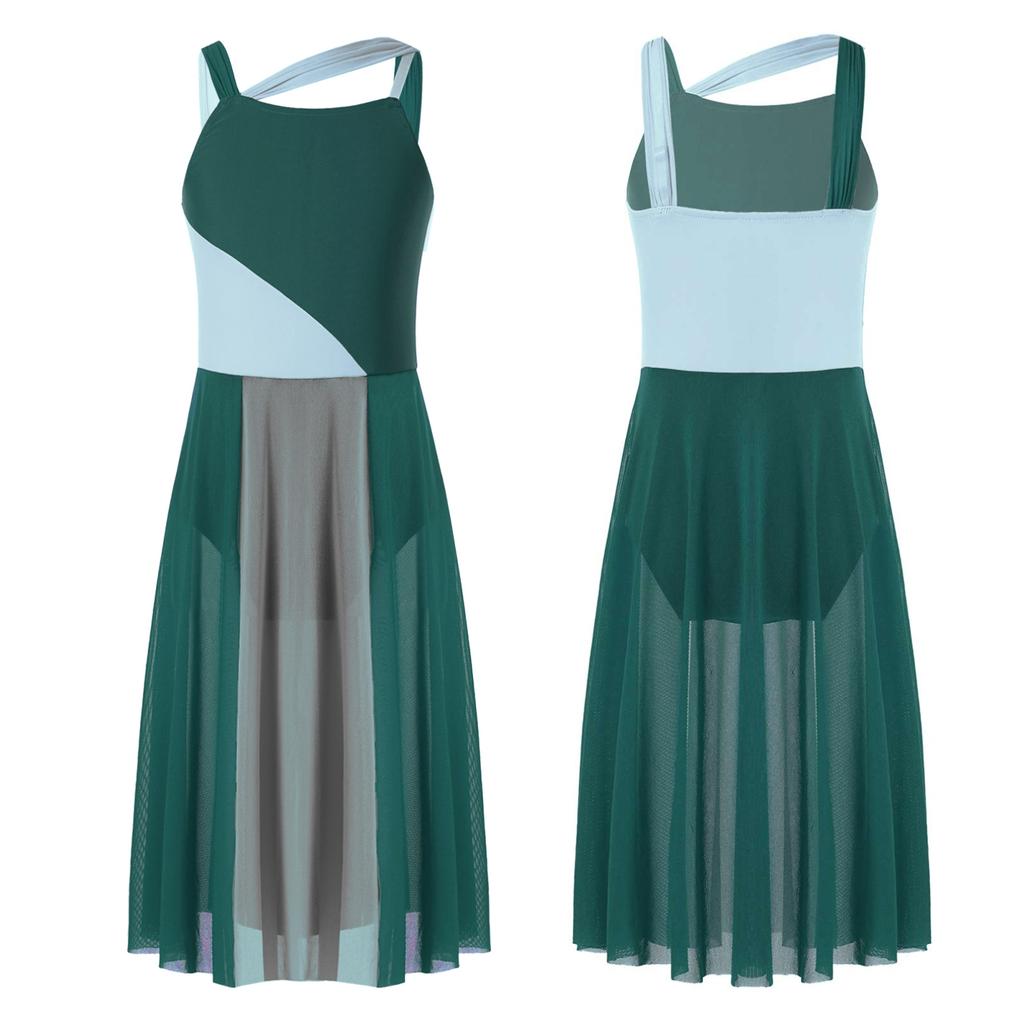 Лирическое танцевальное платье без рукавов с вырезом сзади для девочек, современные костюмы, одежда для балета, бальные платья