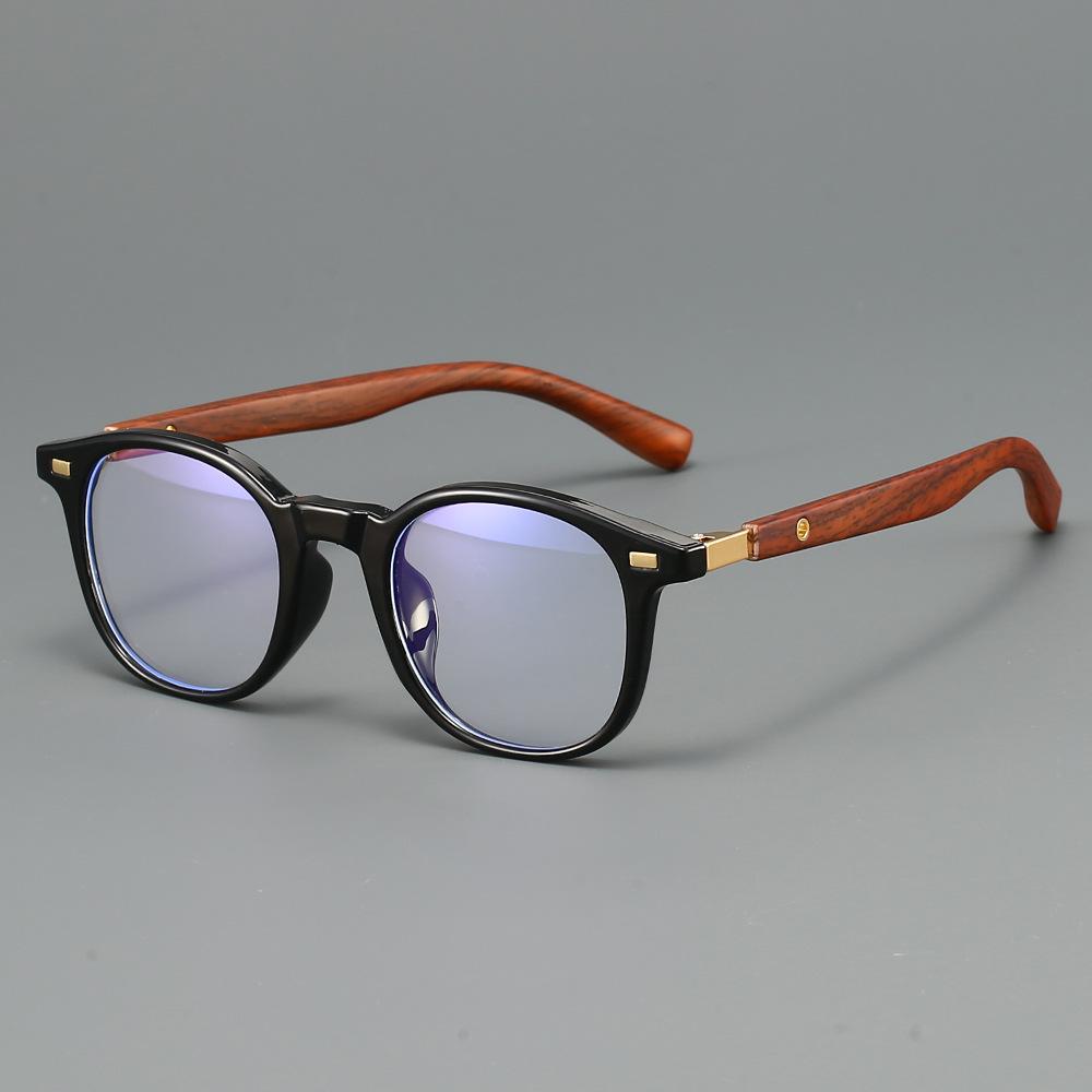 New Stylish HD Large Frame Women's Reading Glasses Retro Neutral High Quality Wood Grain Leg Anti Blue Light Glasses