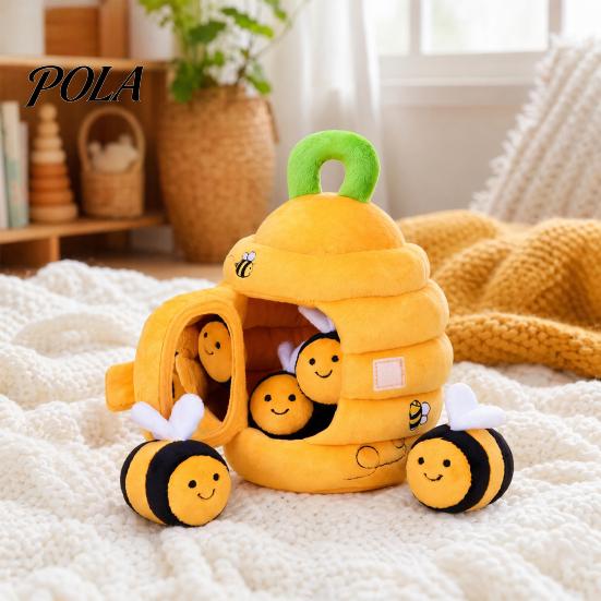 Сенсорные игрушки для младенцев Пчелиное гнездо Прятки Плюшевая игрушка, Детская вытягивающаяся пчела Активность Форма соты Игрушка Развитие мелкой моторики 0-3 года, Мягкая подвеска для кроватки