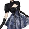 Gothic Dark Two-Color Jacquard Sling Dress & Lolita Cardigan Set