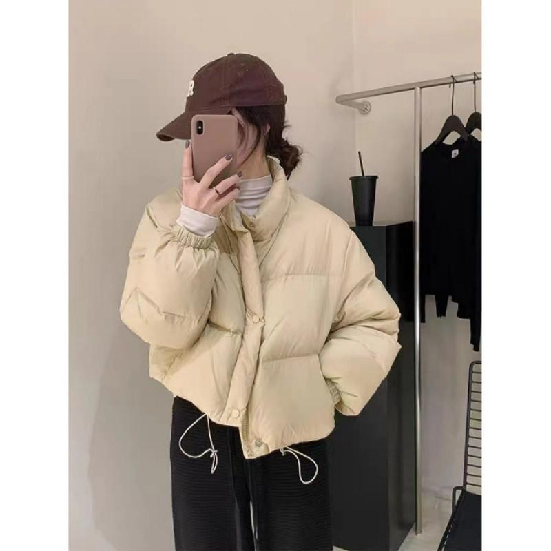 Womens Short Cotton Puffer Jacket Stand Collar Loose Slim Thick Warm Winter Coat Petite Women