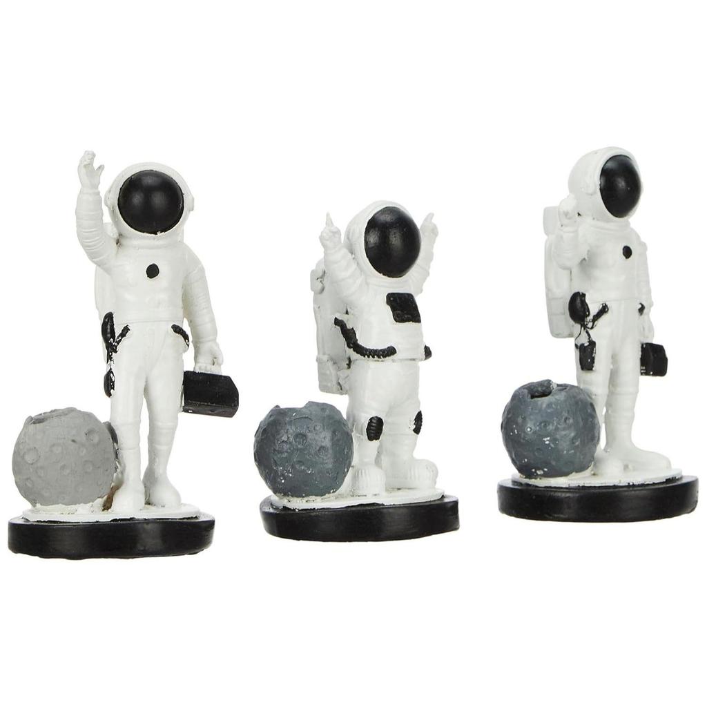 3 Pcs Astronaut Statues for Home Decor (Pack of 3, Black & White)