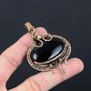 Black Onyx Gemstone Pure Copper Wire Wrapped Handmade Pendant Jewelry
