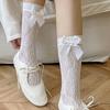 Summer Thin Lace Sexy Hollow Stacking Socks Bow Tie Niche Retro Ballet Calf Socks