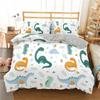 Cute Cartoon Dinosaur Duvet Cover For Boy Girl 2/3Pcs Kawaii Animal Dinosaur Print Bedding Set Twin Queen Microfiber Quilt Cover