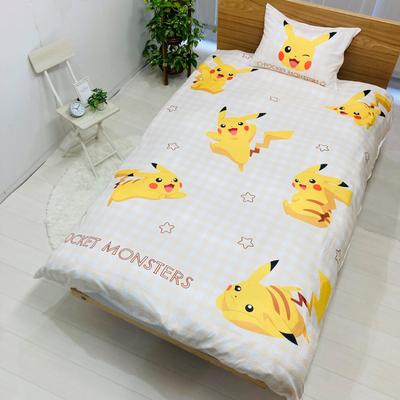 Комплект пододеяльника MORIPiLO Pokemon Wink Пододеяльник и мягкая персиковая кожа Односпальный размер 150x210см Желтый Милый Постельный комплект Набор Подушка с персонажем Покемона