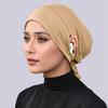 New Design Leaking Ears Caps Tie Back Women Jersey Hijab Elasticity Caps Muslim Inner Hijab Solid Color Strap Hat Bottom Caps