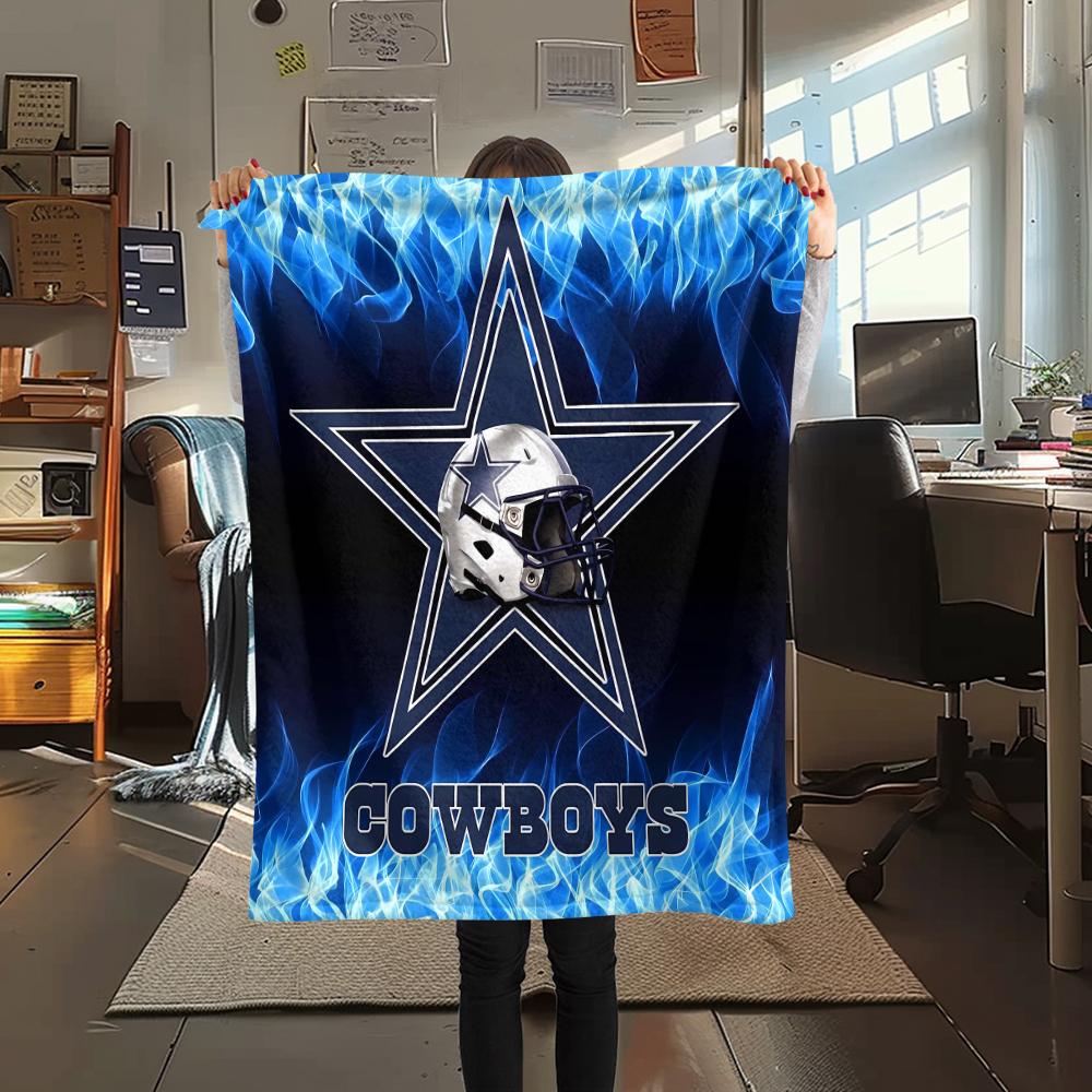 1Pc Cowboys Football Print Flannel Blanket, High quality Comfortable for All Seasons, Home Decor, Warmth and Comfort, Perfect for Gifts