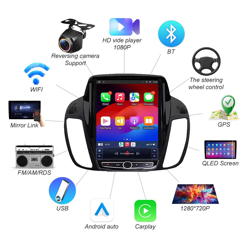 Pdzh2 9,7-дюймовый автомобильный Android Auto для Ford KUGA C-max Escape 2013 - 2015 Мультимедийный плеер Стерео Навигация GPS Головное устройство Сенсорный экран